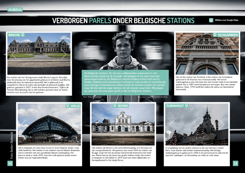 Een pagina over mooie stations uit TrackMate-magazine