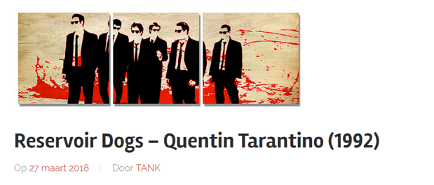 Recensie van 'Reservoir dog's op de blog van TANK-magazine