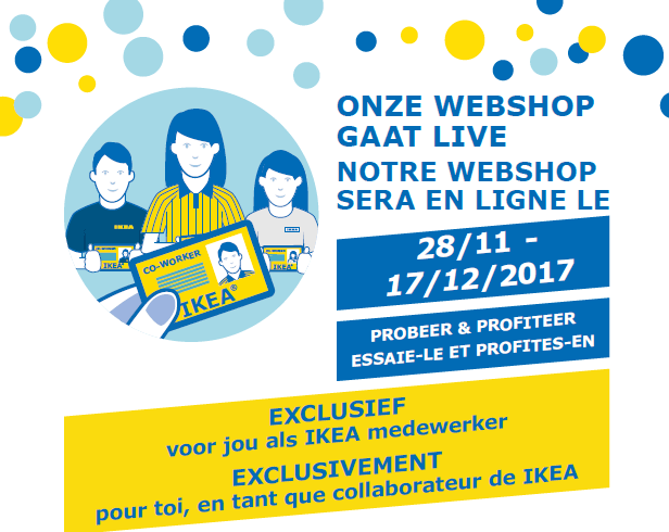 Ikea affiche 'onze webshop gaat live' voor medewerkers