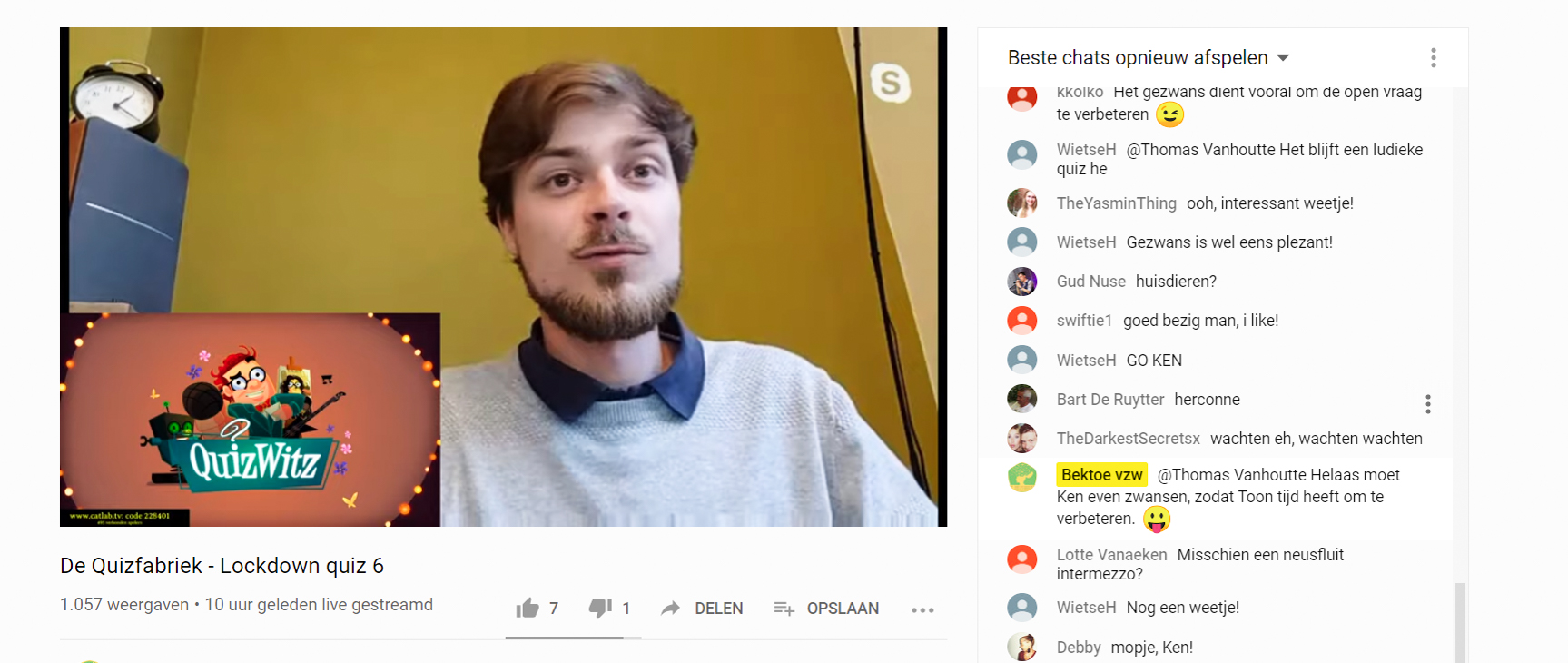 Ken de Pooter stelt de vragen tijdens de online quiz
